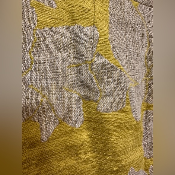 Zara Basic gold tan linen blend floral mini skirt - Picture 3 of 6